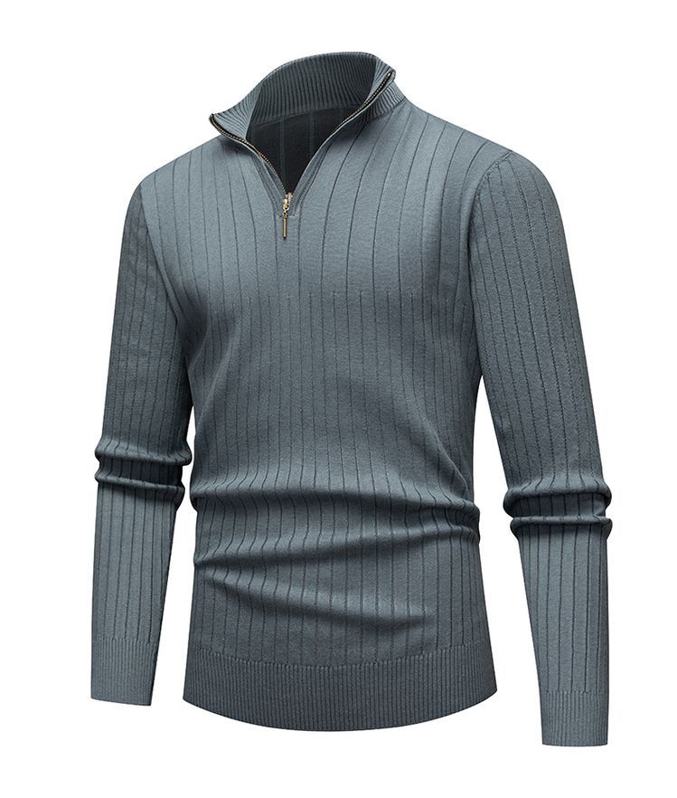 Pull zippé côtelé intemporel pour hommes