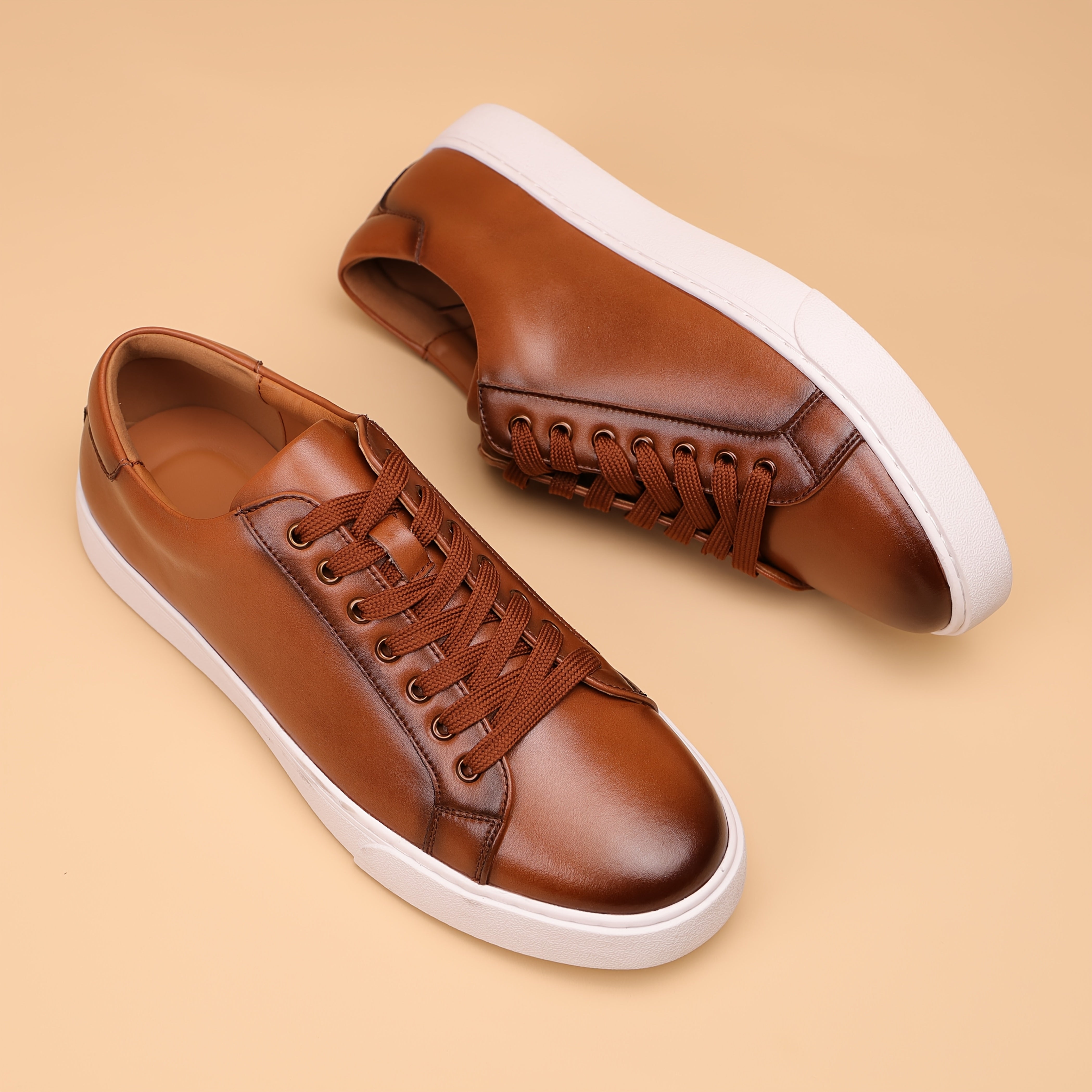 Baskets Décontractées en Cuir Véritable pour Hommes - Chaussures Plates Confortables pour un Usage Quotidien