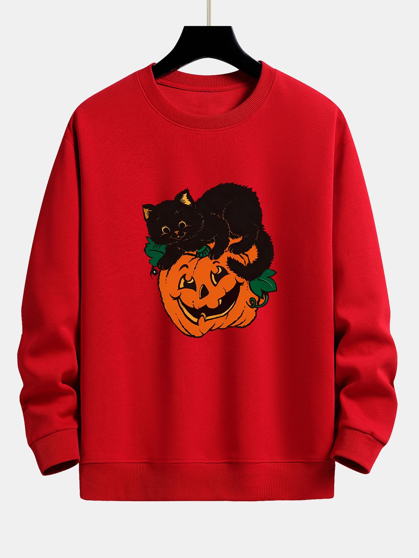 Sweatshirt Relax Fit Imprimé Chat Noir Citrouille