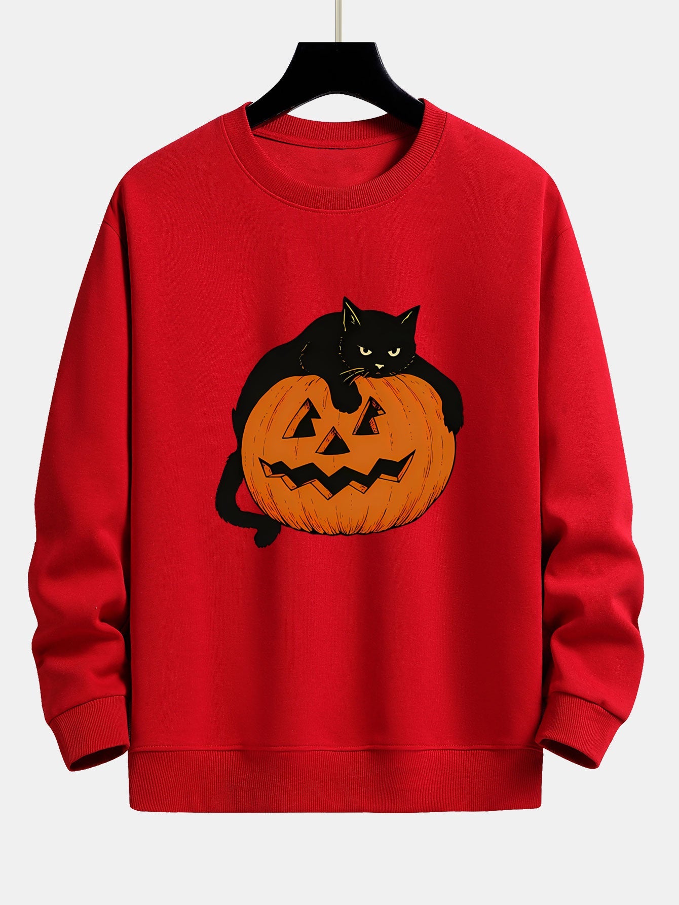 Sweatshirt Relaxed Fit Imprimé Chat Noir et Citrouille