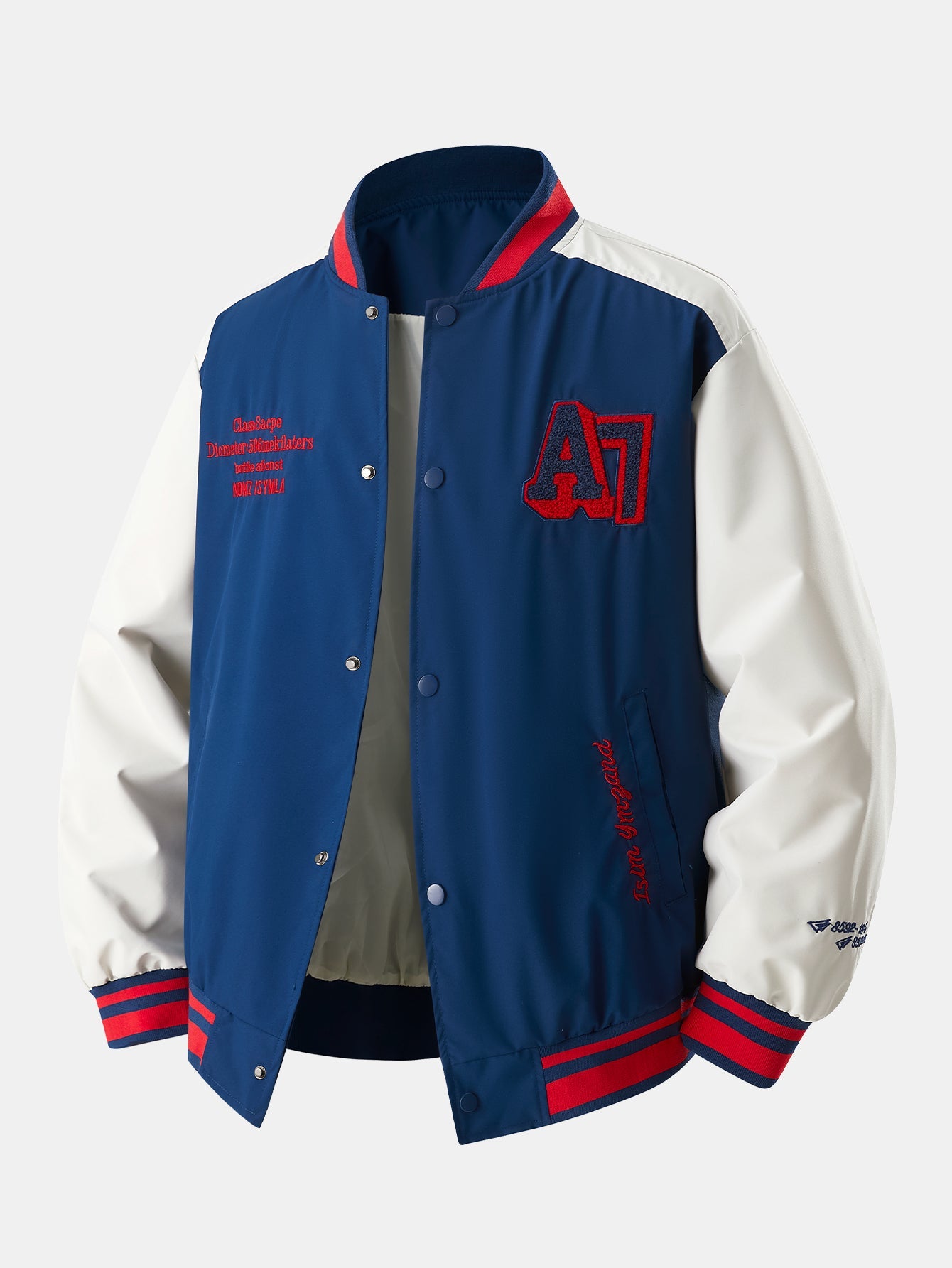 Veste de Baseball à Broderie Contrastée Coupe Relaxed