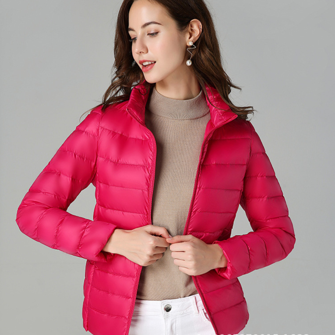 Aurora - Nouvelle Veste Ultralight avec Plumes Blanches de Canard