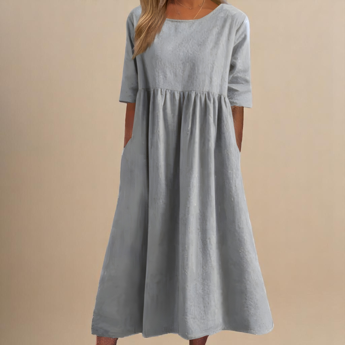 KATY | Robe Lniana avec taille accentuée