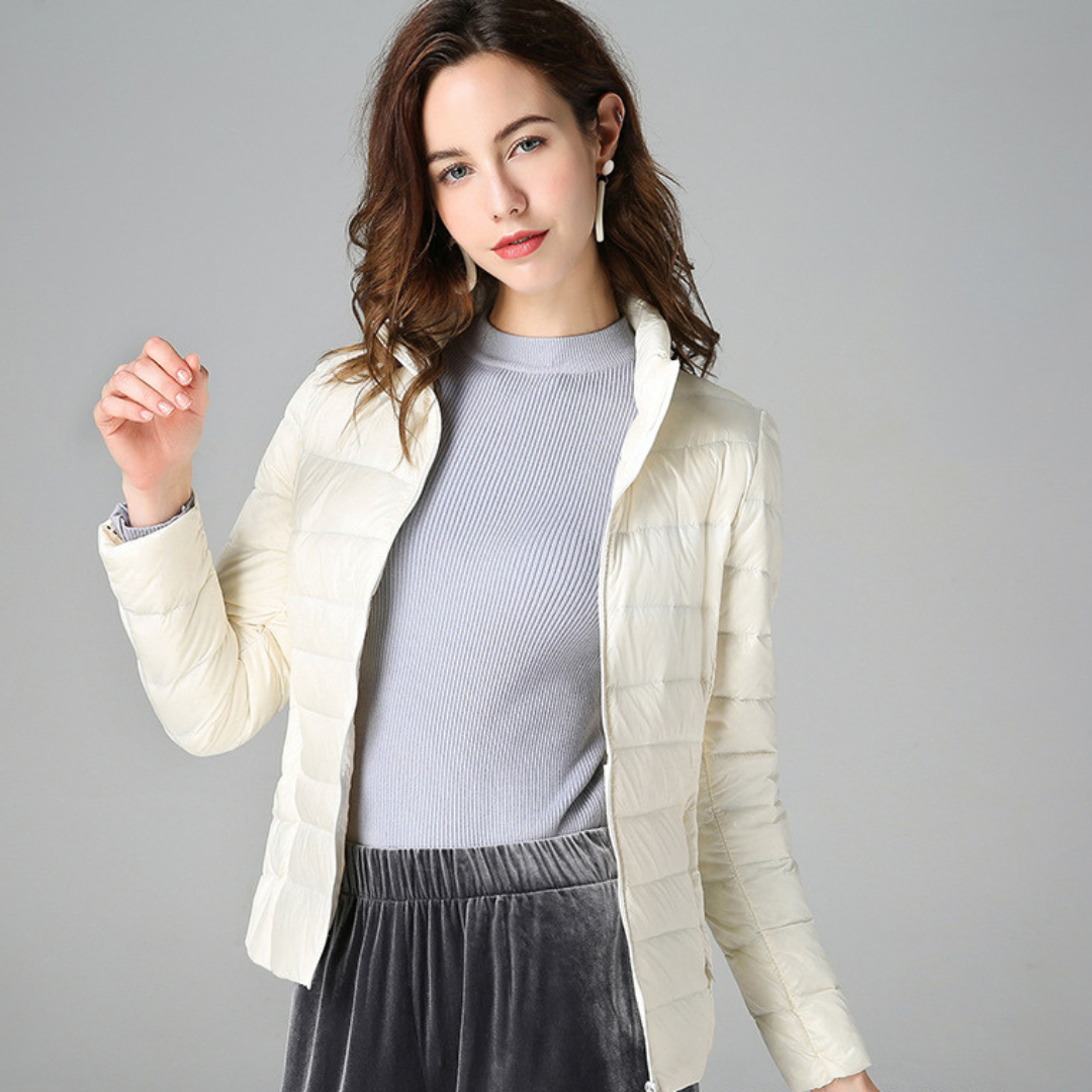 Aurora - Nouvelle Veste Ultralight avec Plumes Blanches de Canard