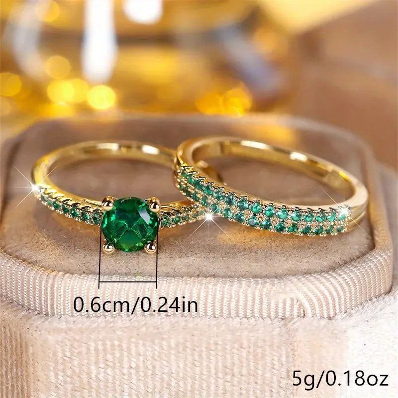 Bague Duo Émeraude Serena Ensemble en Or