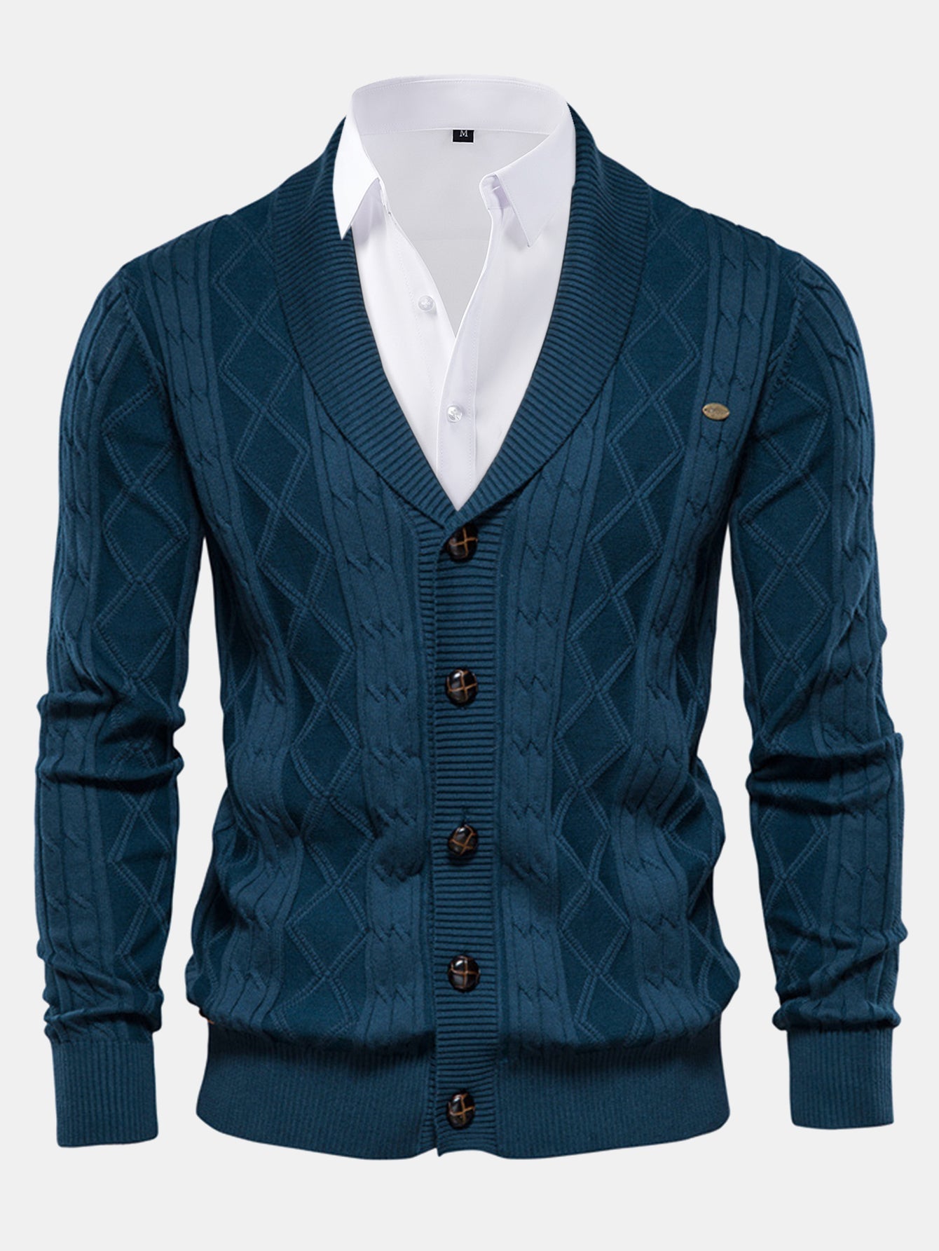 Gilet en jacquard géométrique à col châle