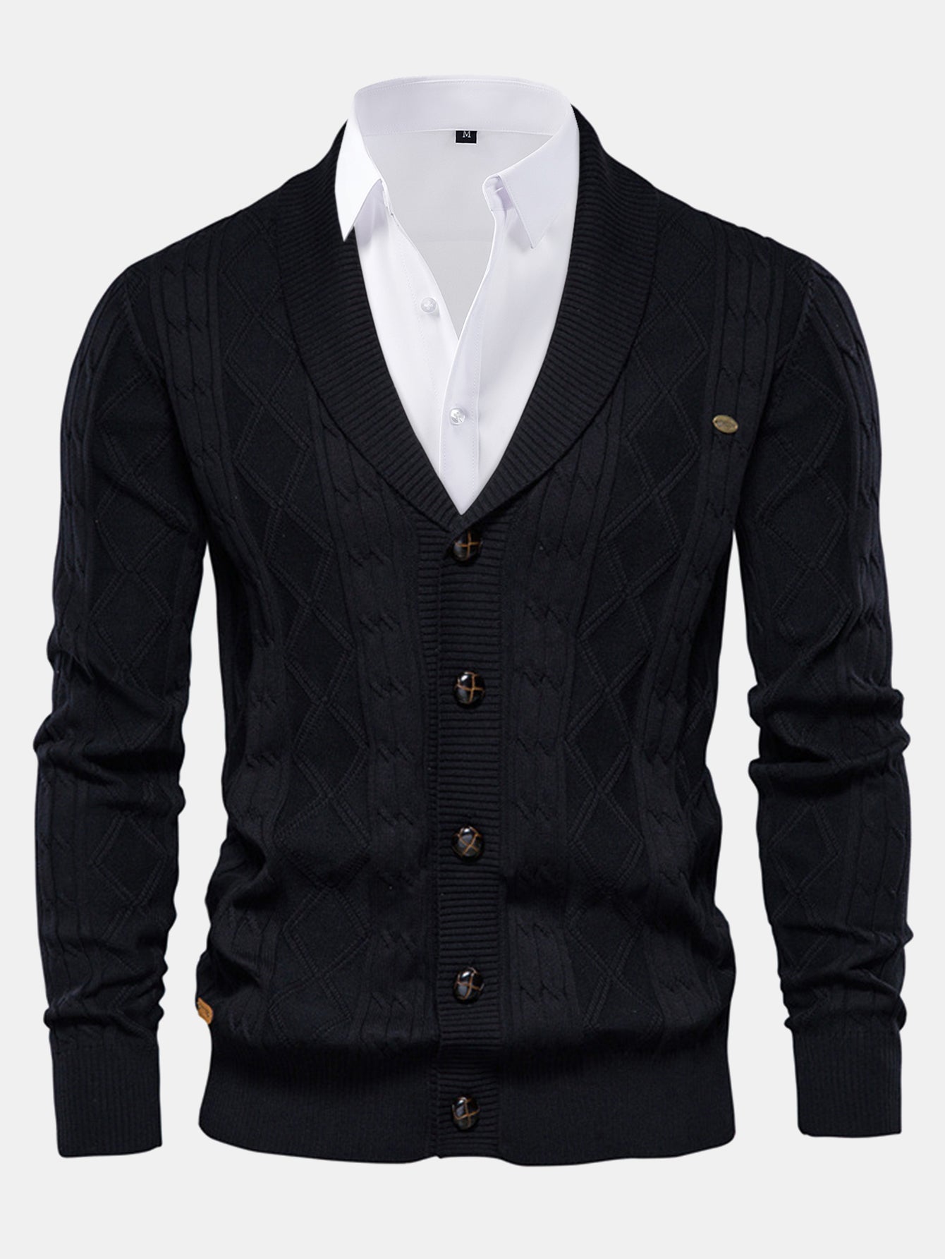 Gilet en jacquard géométrique à col châle