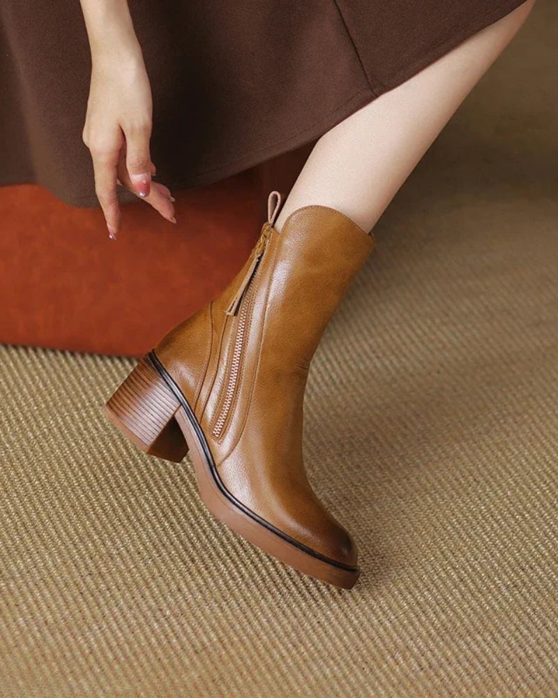 Garciel – Bottines noires en cuir à talon confort