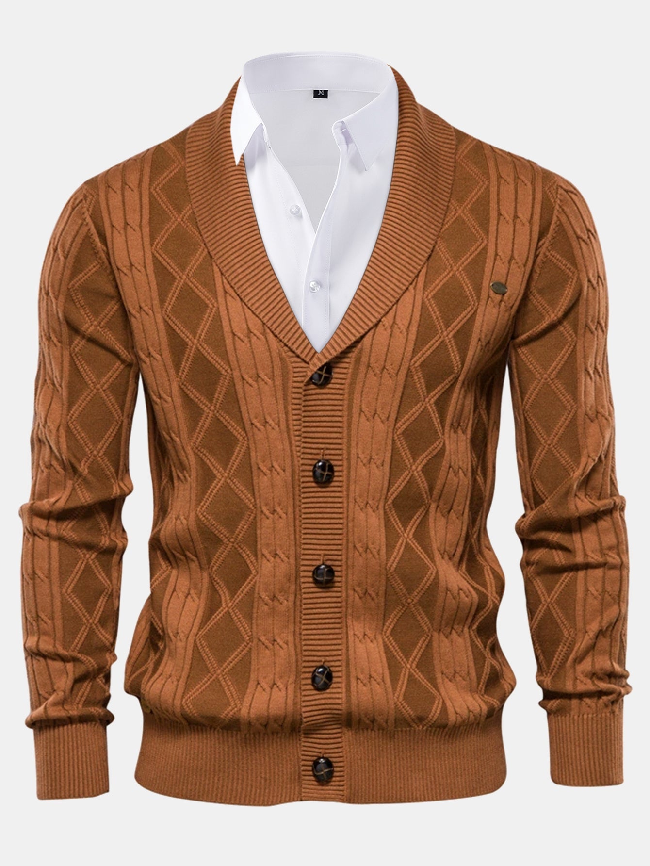 Gilet en jacquard géométrique à col châle