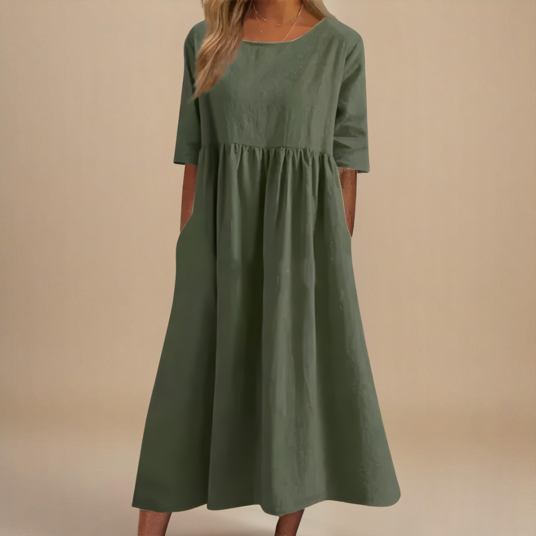KATY | Robe Lniana avec taille accentuée