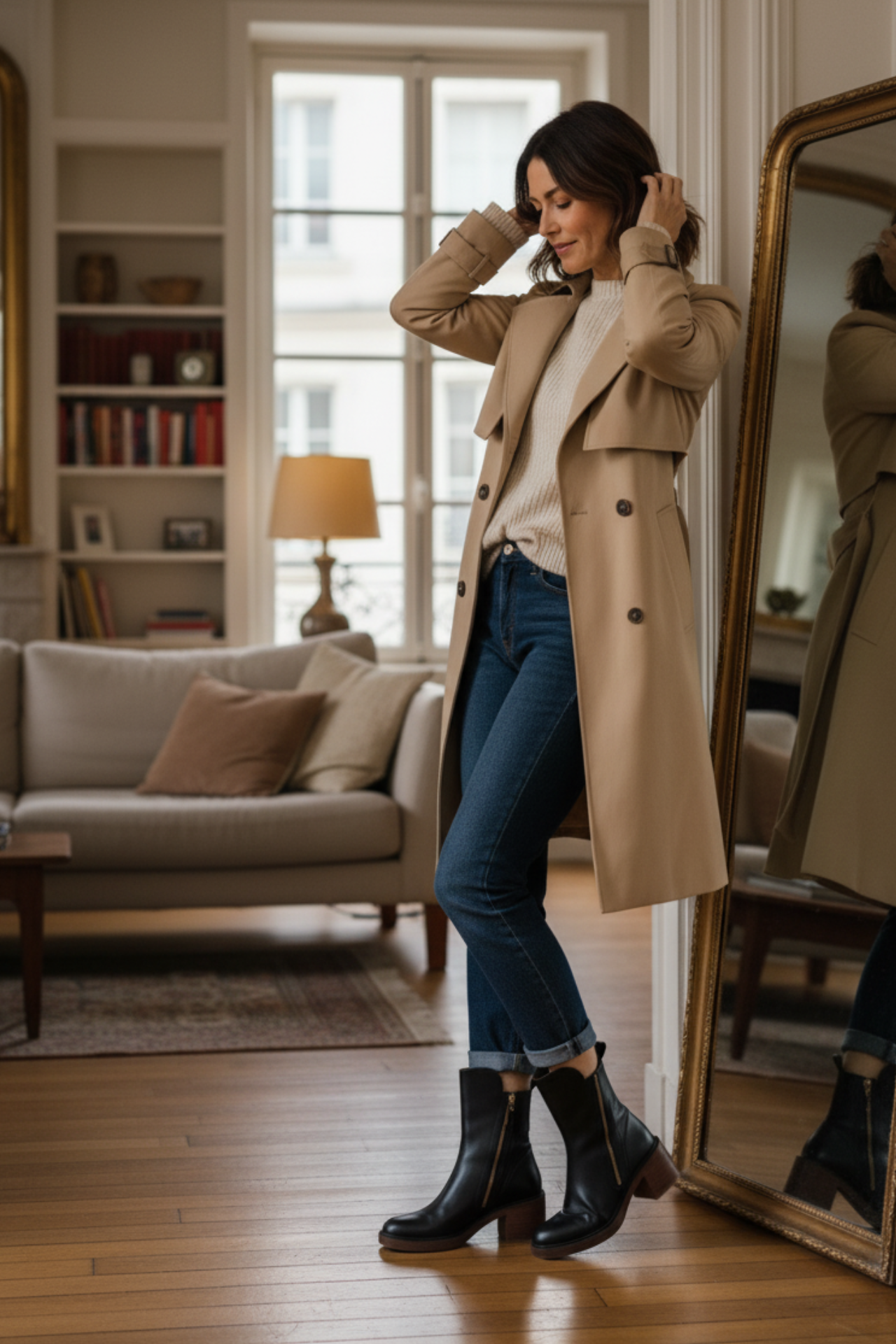 Garciel – Bottines noires en cuir à talon confort