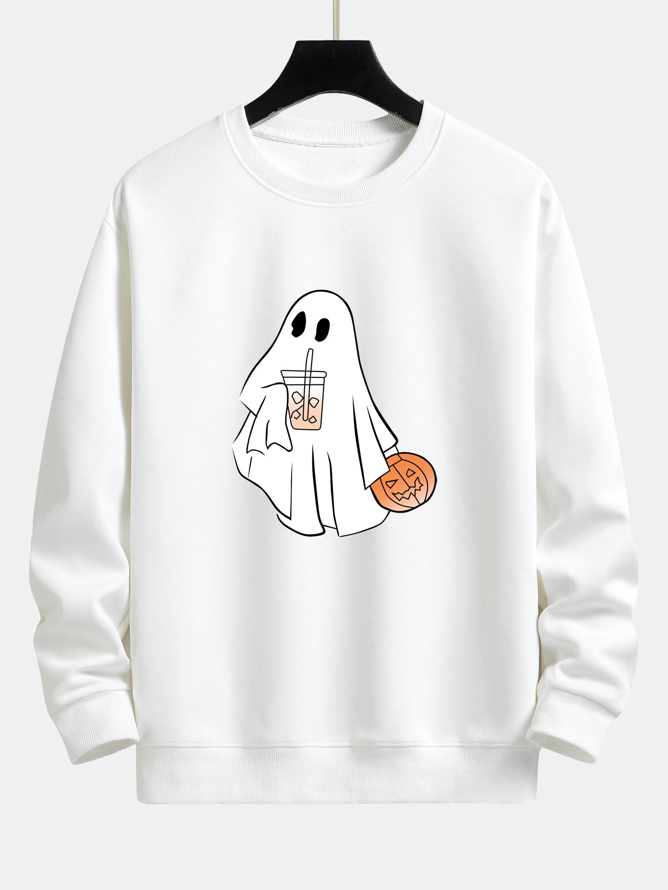 Sweatshirt décontracté imprimé citrouille fantôme de Halloween
