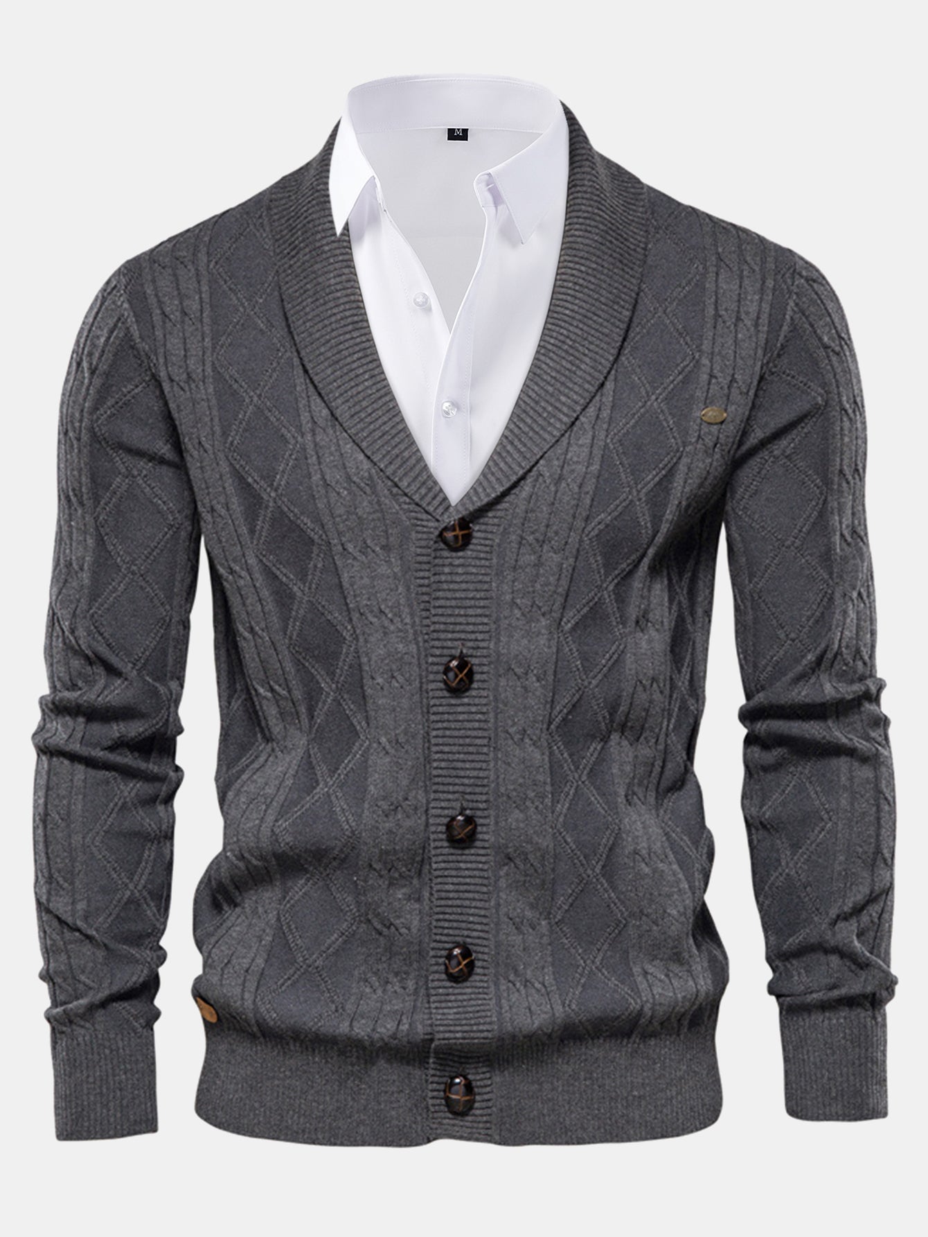Gilet en jacquard géométrique à col châle