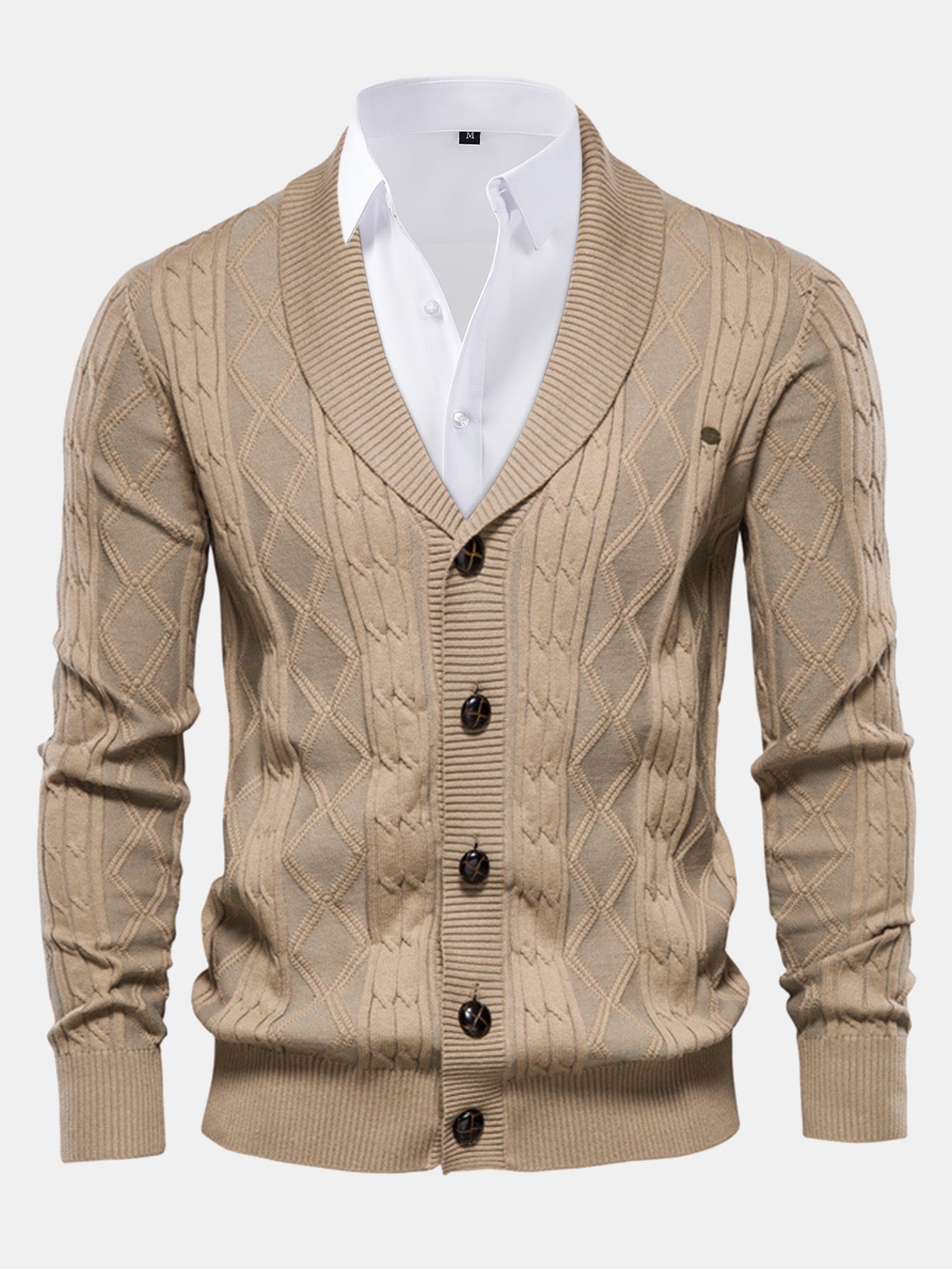 Gilet en jacquard géométrique à col châle