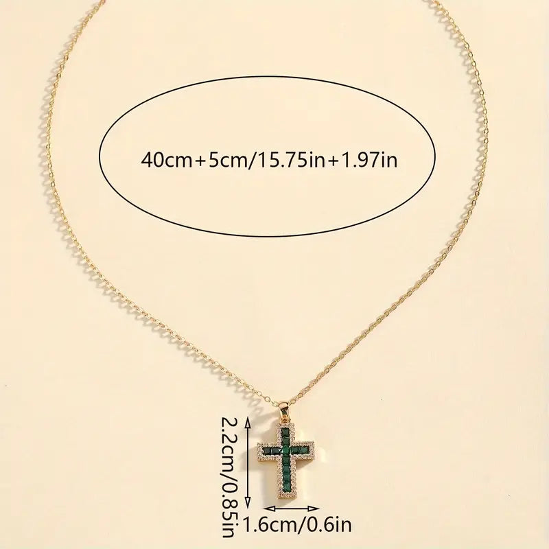 Pendentif Croix Émeraude Solene Collier en Or