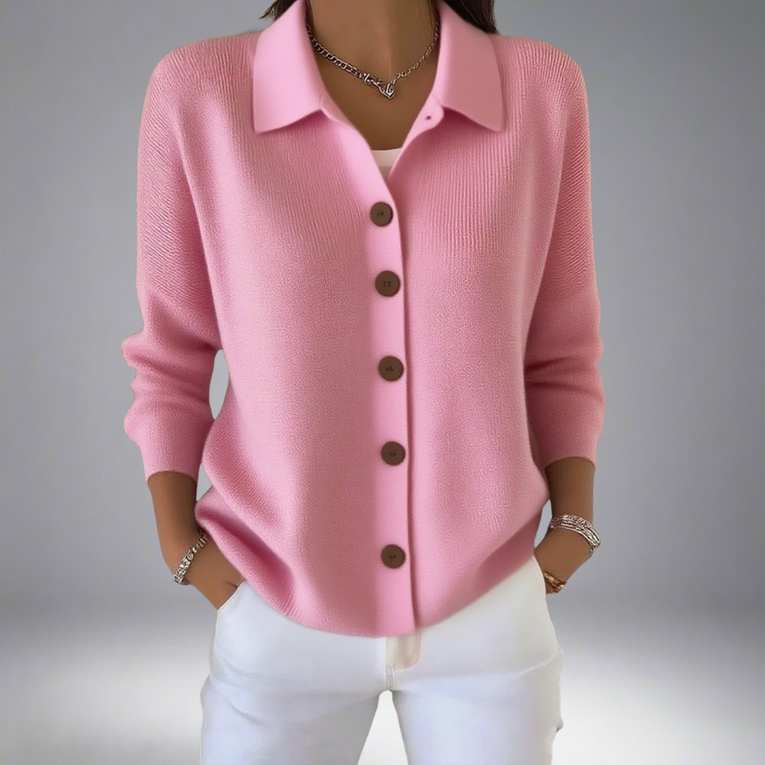 Layla™ Gilet Tricoté à Bouton de Col