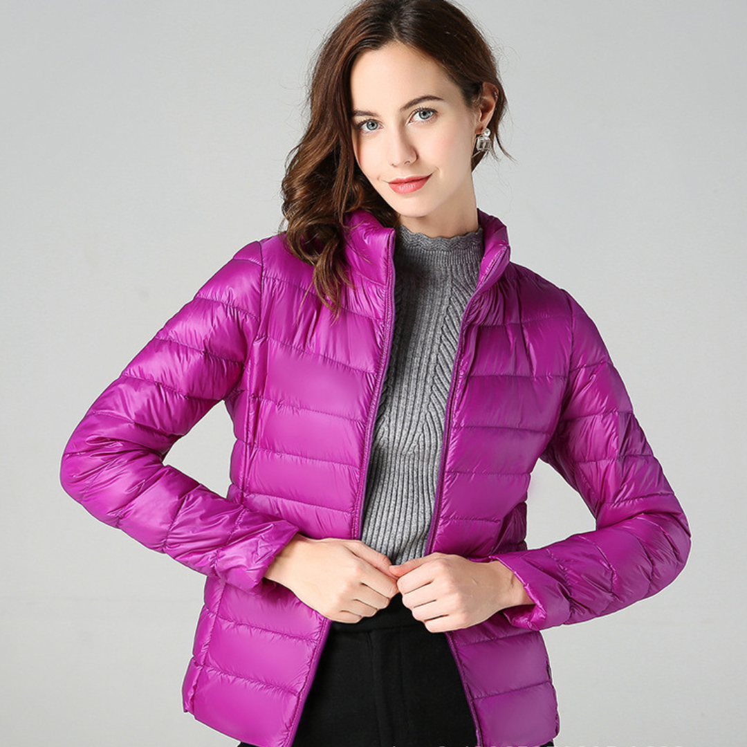 Aurora - Nouvelle Veste Ultralight avec Plumes Blanches de Canard