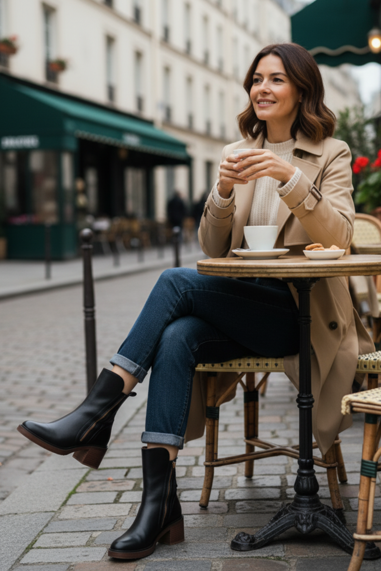 Garciel – Bottines noires en cuir à talon confort