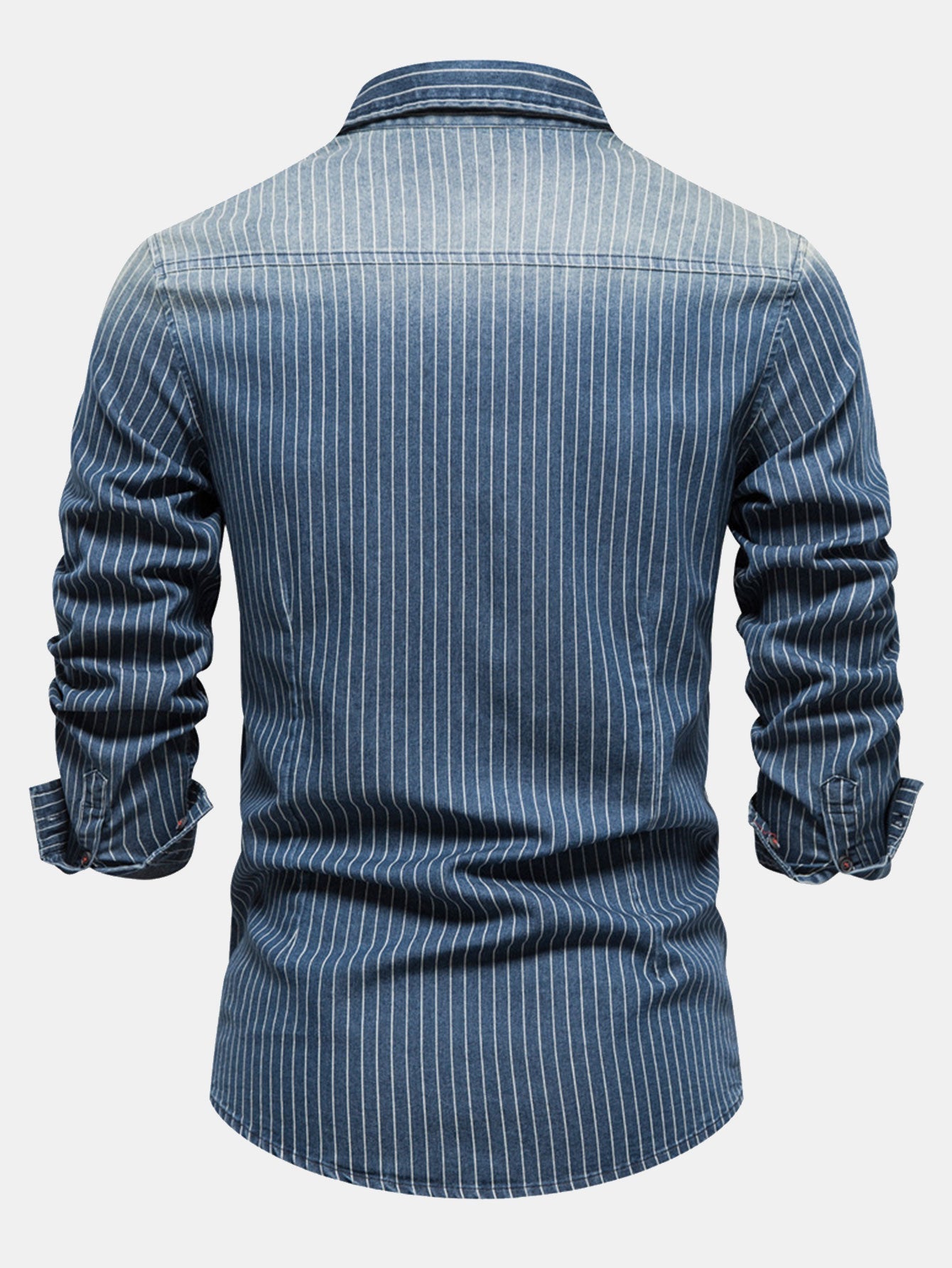 Chemise en denim lavé à rayures avec poches