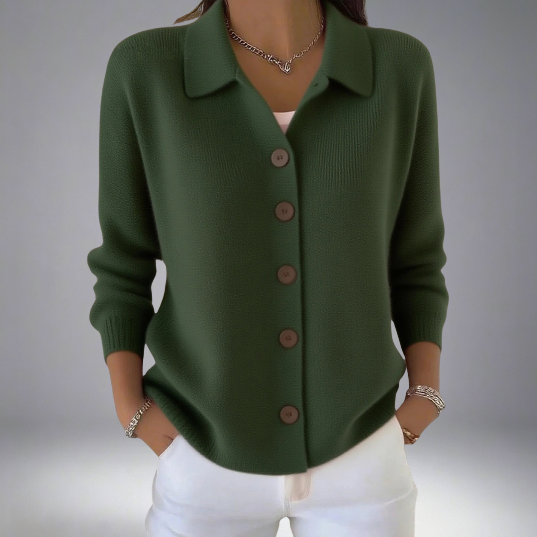 Layla™ Gilet Tricoté à Bouton de Col