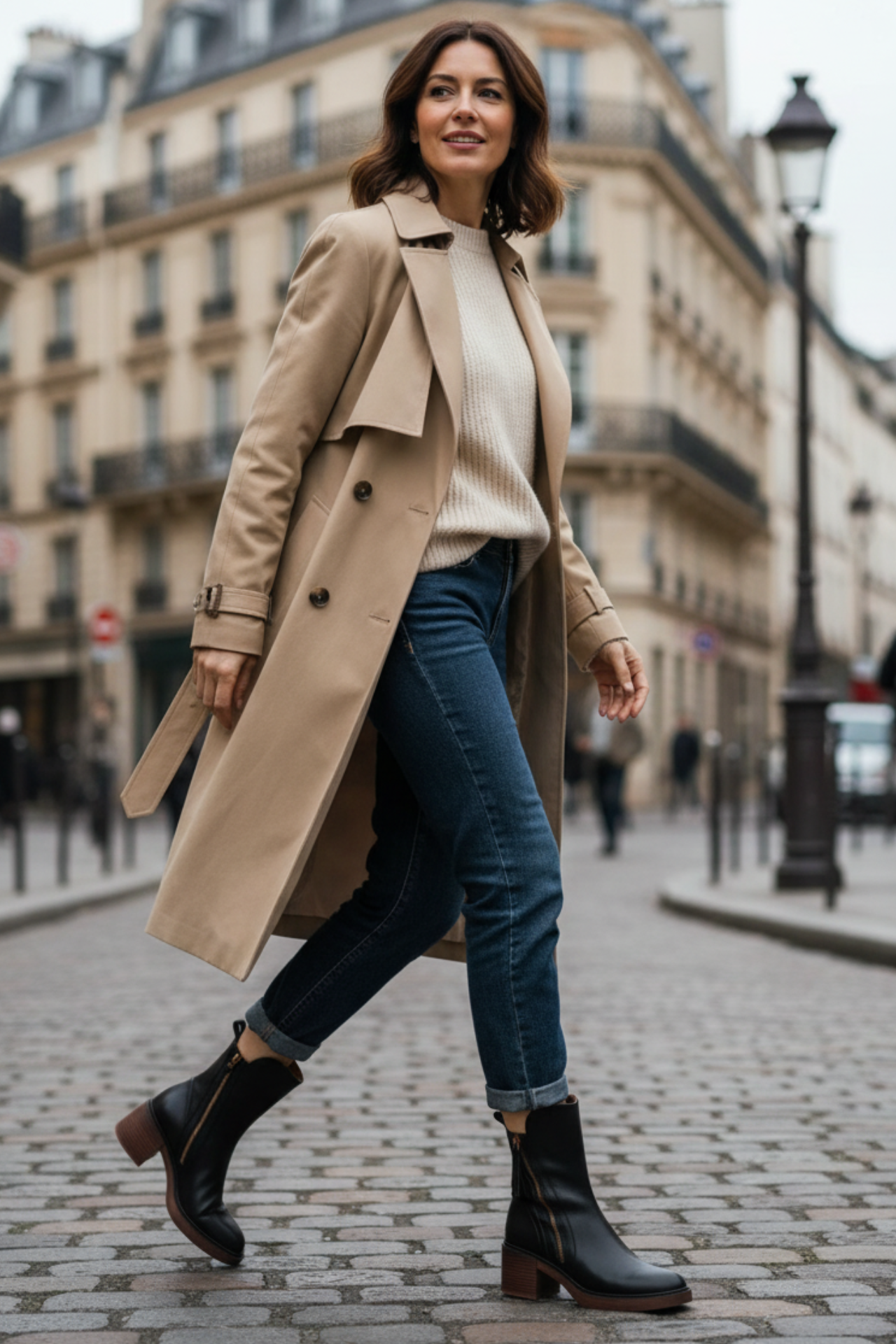 Garciel – Bottines noires en cuir à talon confort