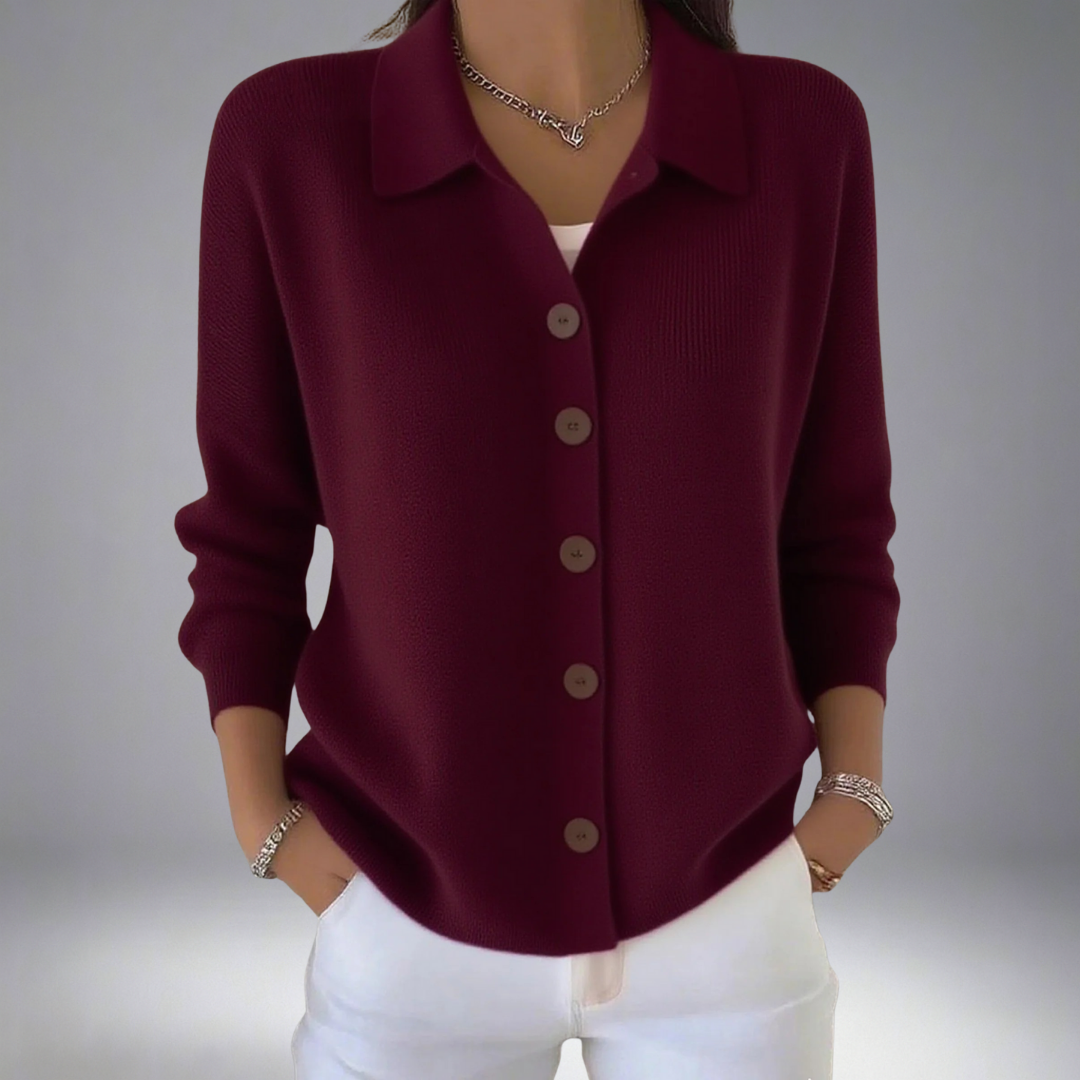 Layla™ Gilet Tricoté à Bouton de Col