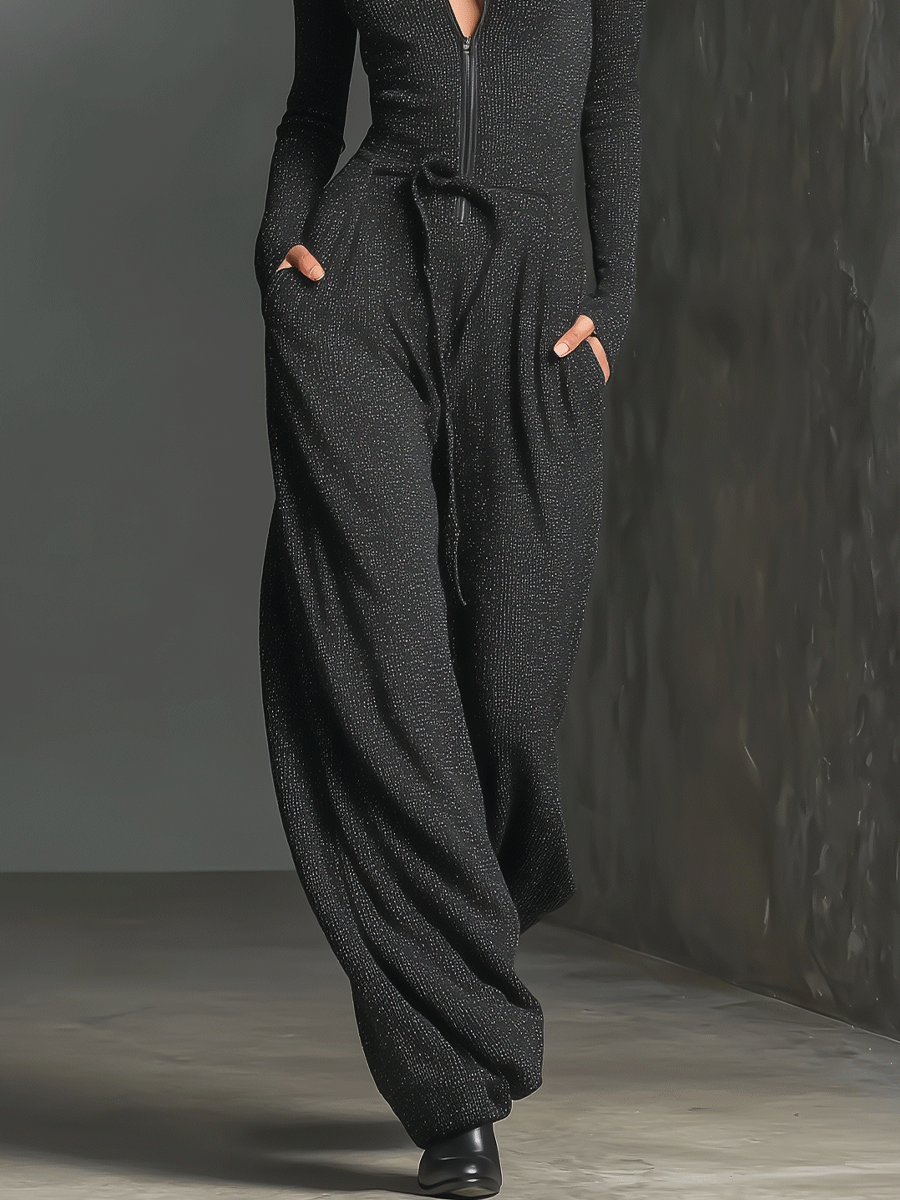 Jumpsuit Élégant pour Femmes avec Fermeture Éclair