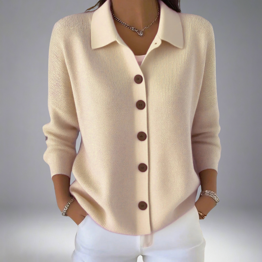 Layla™ Gilet Tricoté à Bouton de Col