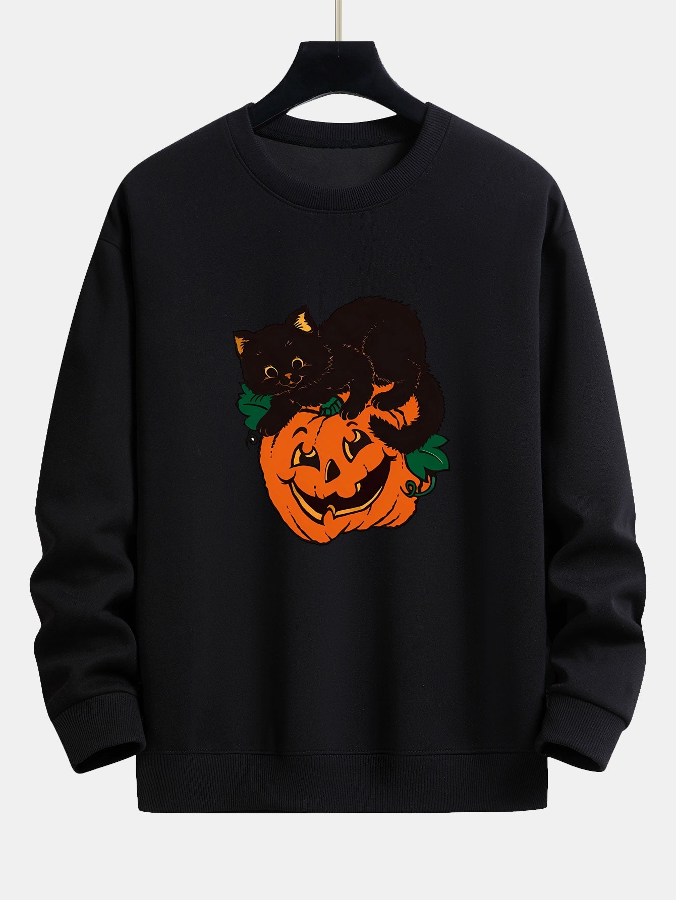 Sweatshirt Relax Fit Imprimé Chat Noir Citrouille