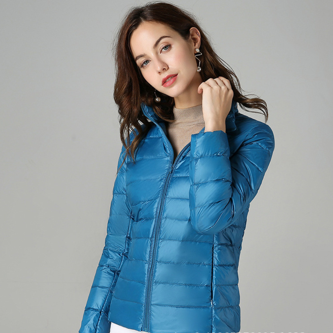 Aurora - Nouvelle Veste Ultralight avec Plumes Blanches de Canard
