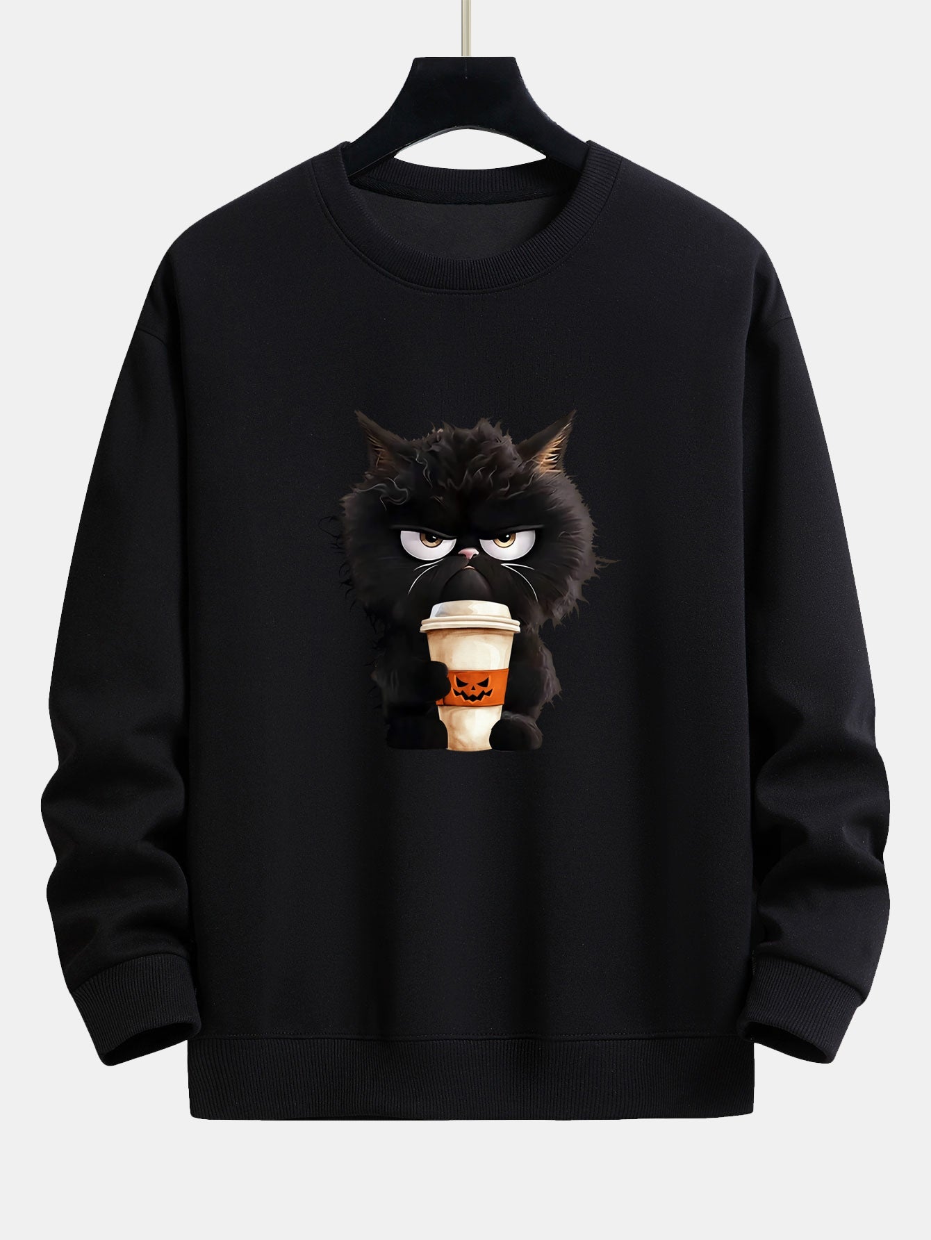 Pull Ample Halloween Chat Noir Café