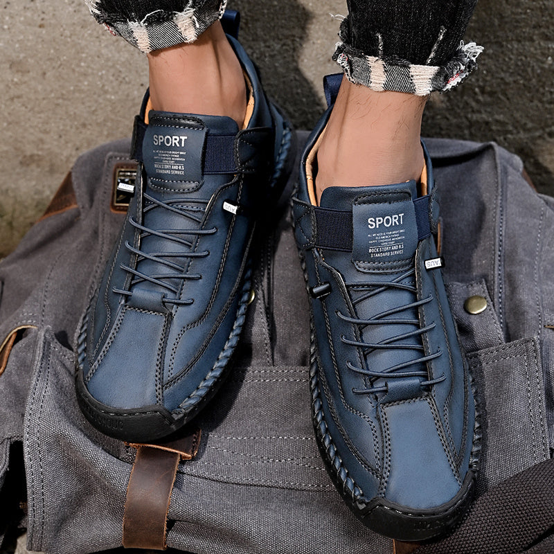 Chaussures Casual pour Hommes en Cuir Véritable - Respirantes, Antidérapantes, Toutes Saisons