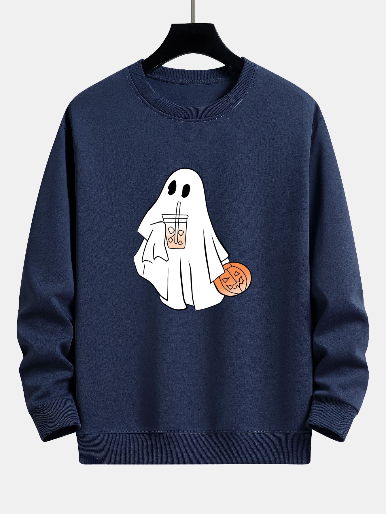 Sweatshirt décontracté imprimé citrouille fantôme de Halloween