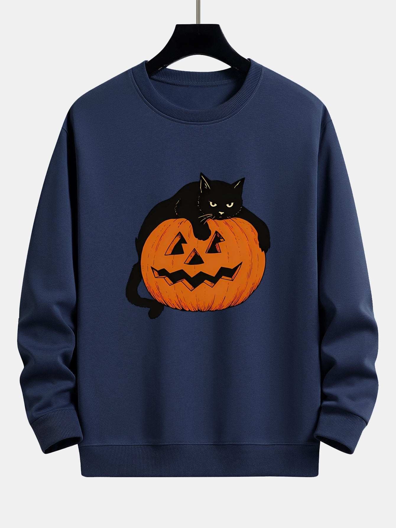 Sweatshirt Relaxed Fit Imprimé Chat Noir et Citrouille