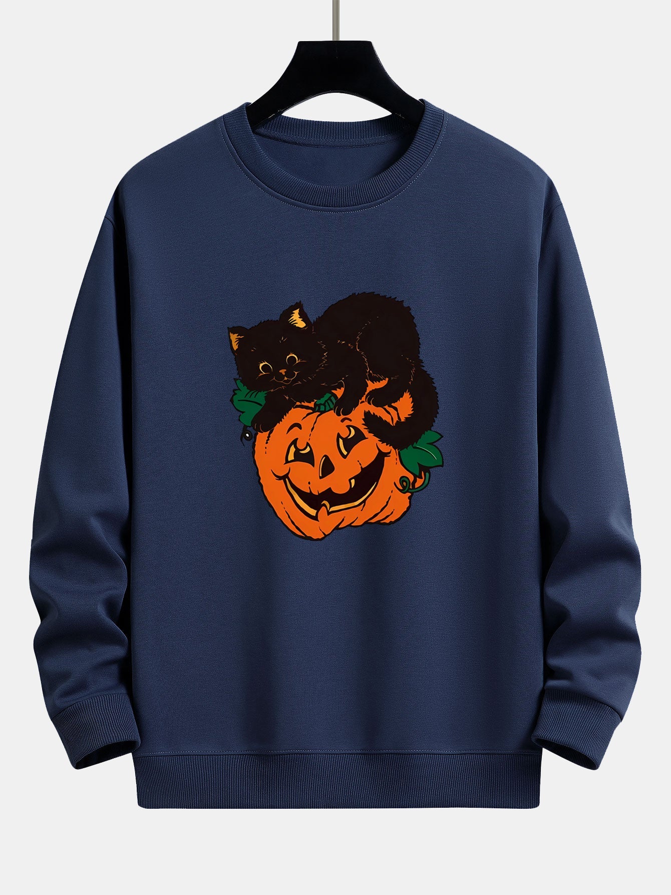 Sweatshirt Relax Fit Imprimé Chat Noir Citrouille