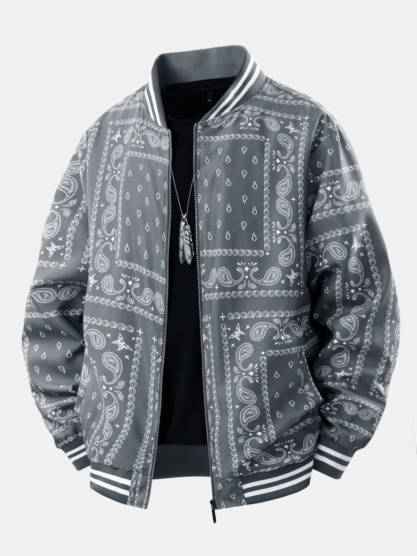 Veste en denim avec imprimé paisley