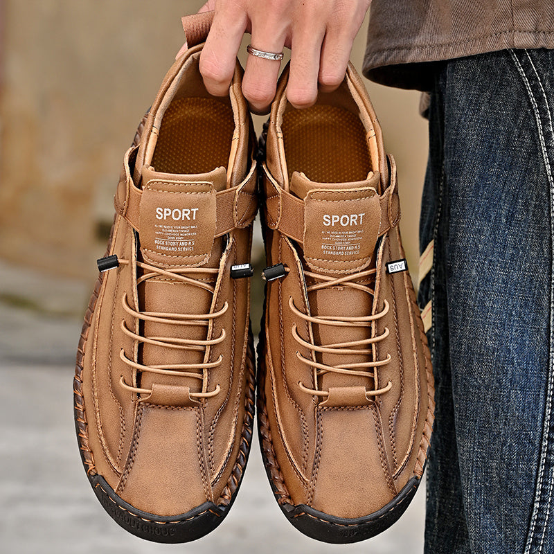 Chaussures Casual pour Hommes en Cuir Véritable - Respirantes, Antidérapantes, Toutes Saisons