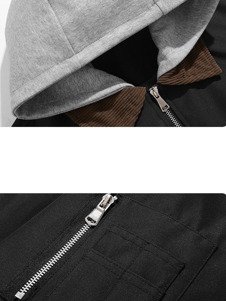 Veste bomber en velours côtelé à coupe relax avec capuche amovible