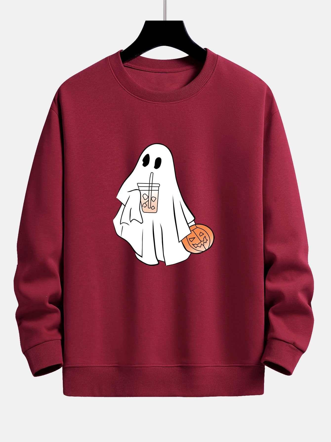 Sweatshirt décontracté imprimé citrouille fantôme de Halloween
