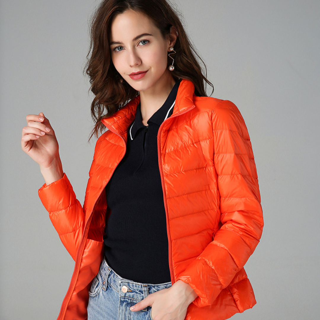 Aurora - Nouvelle Veste Ultralight avec Plumes Blanches de Canard