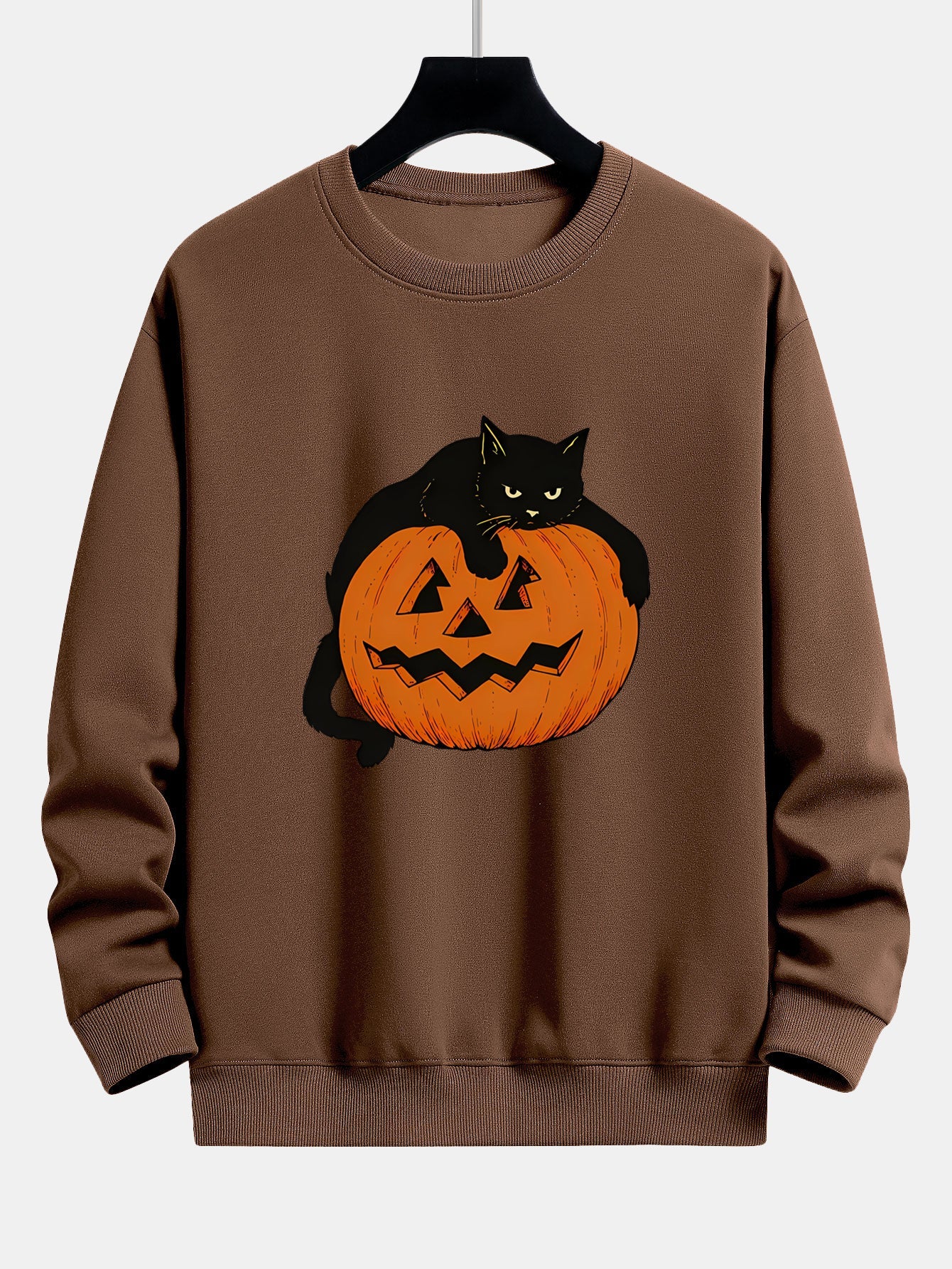 Sweatshirt Relaxed Fit Imprimé Chat Noir et Citrouille