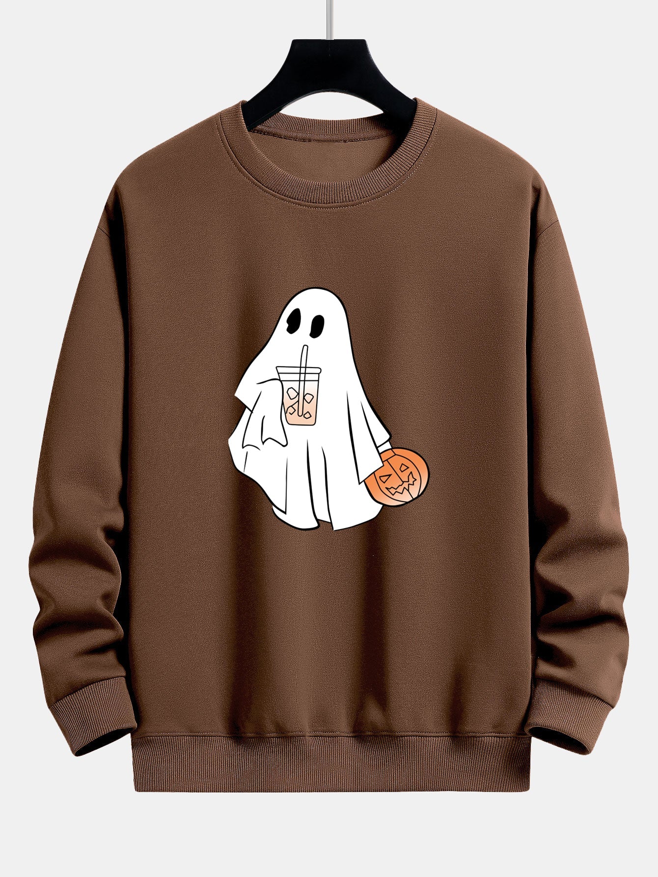 Sweatshirt décontracté imprimé citrouille fantôme de Halloween