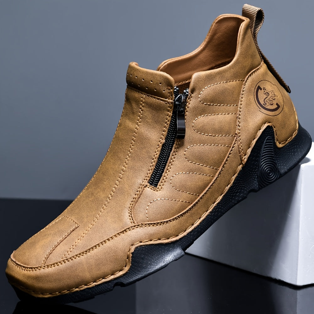 Baskets Hybrides pour Hommes - Fabriquées à la Main Mi-Haut avec Fermeture Éclair