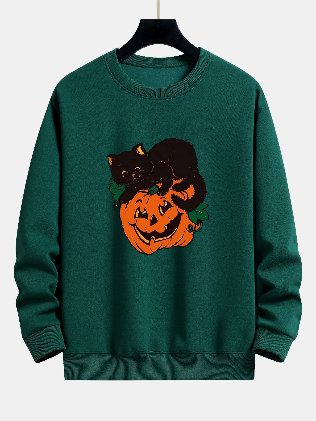 Sweatshirt Relax Fit Imprimé Chat Noir Citrouille