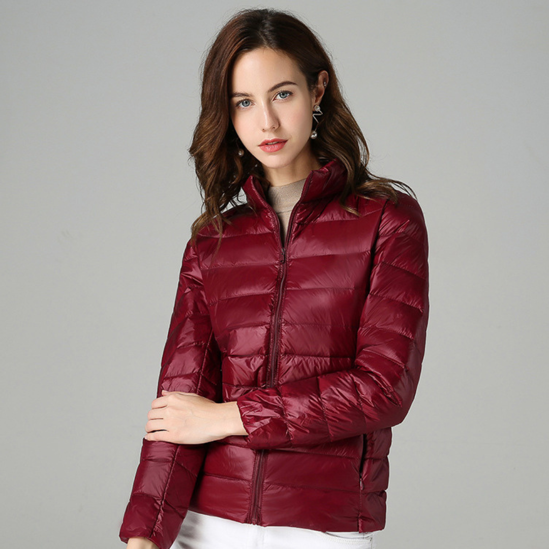 Aurora - Nouvelle Veste Ultralight avec Plumes Blanches de Canard
