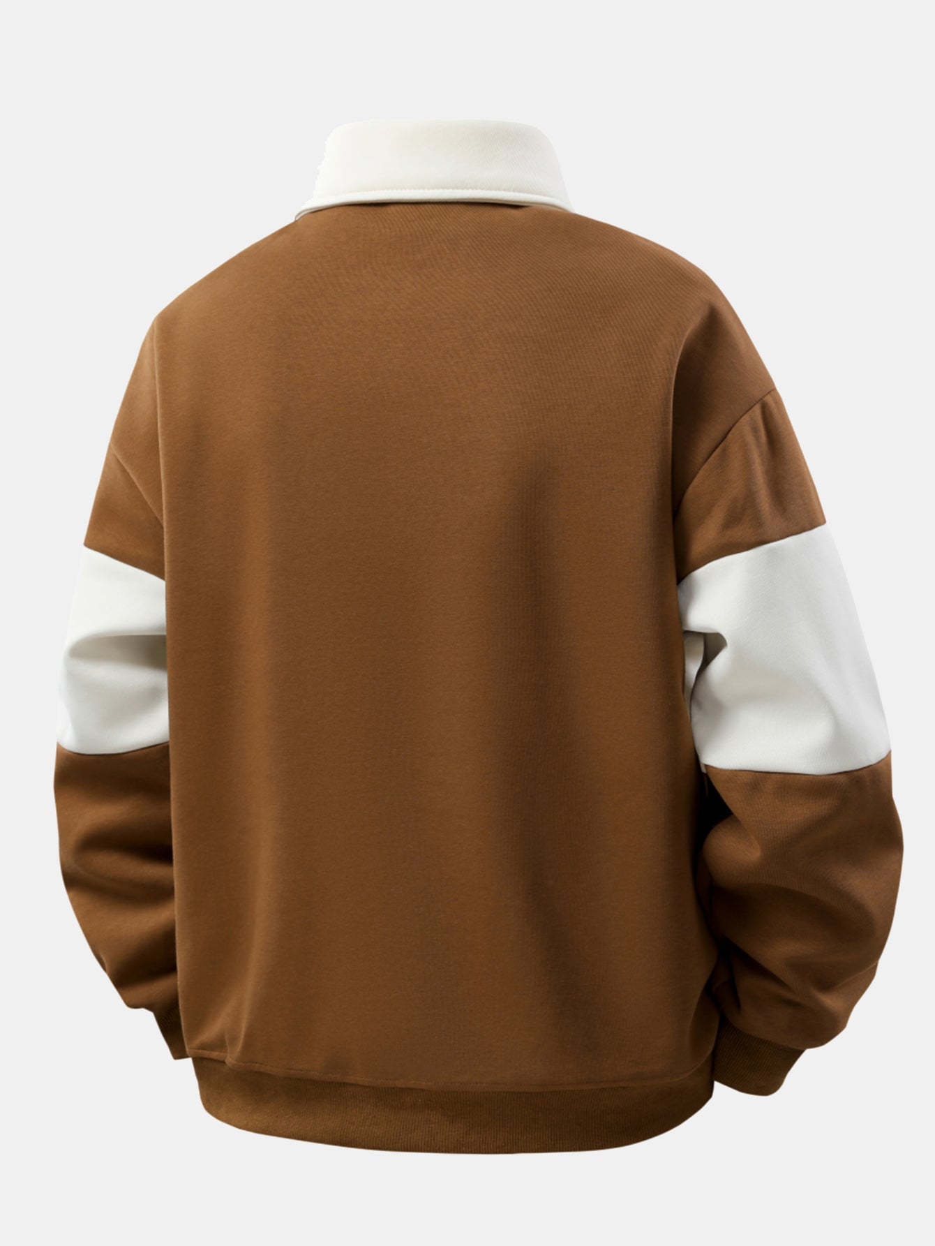 Polo Sweatshirt Patchwork Color Block à Coupe Détendue