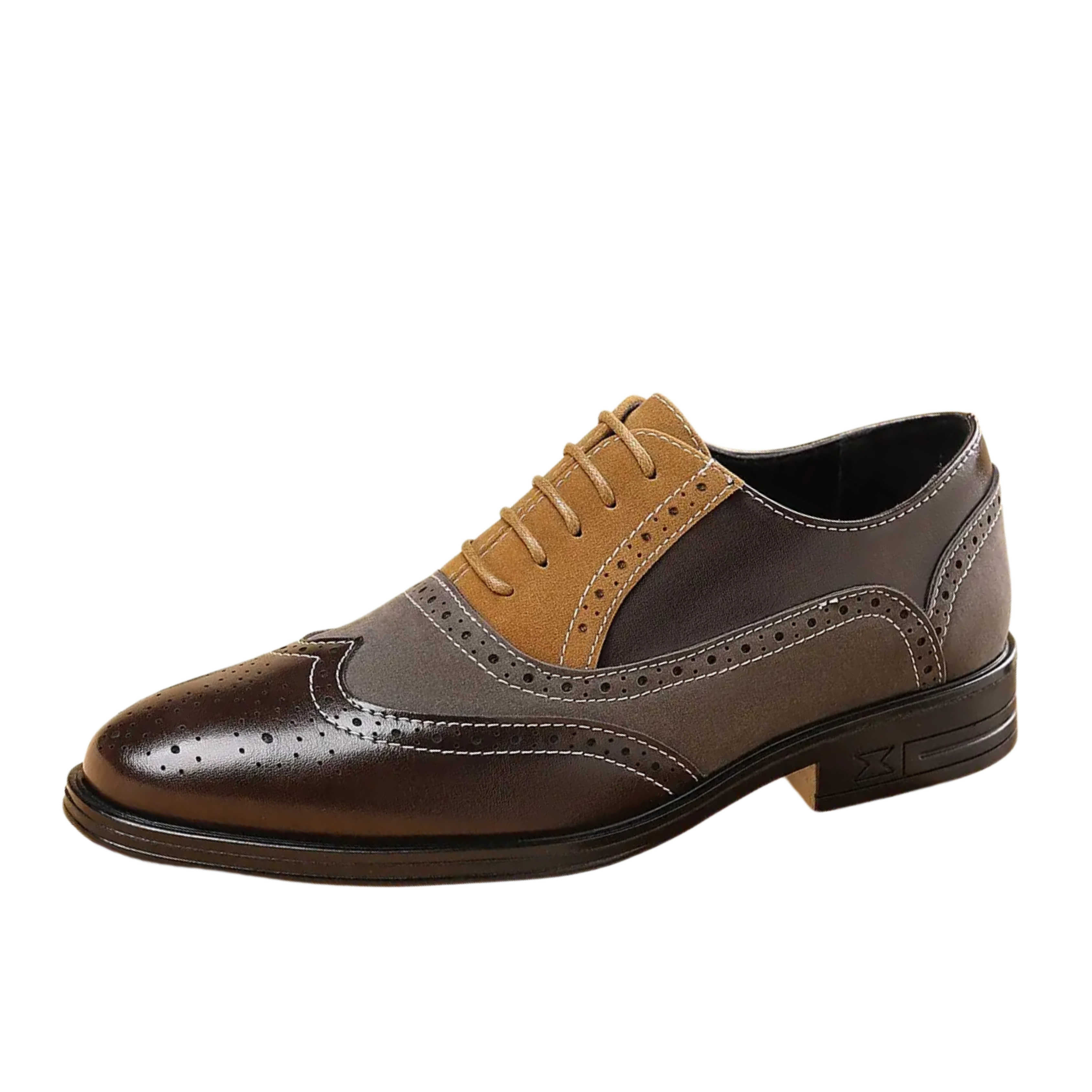 Andrew | Chaussures Oxfords Brogue - Chaussures de ville en marron et tan à bout fleuri