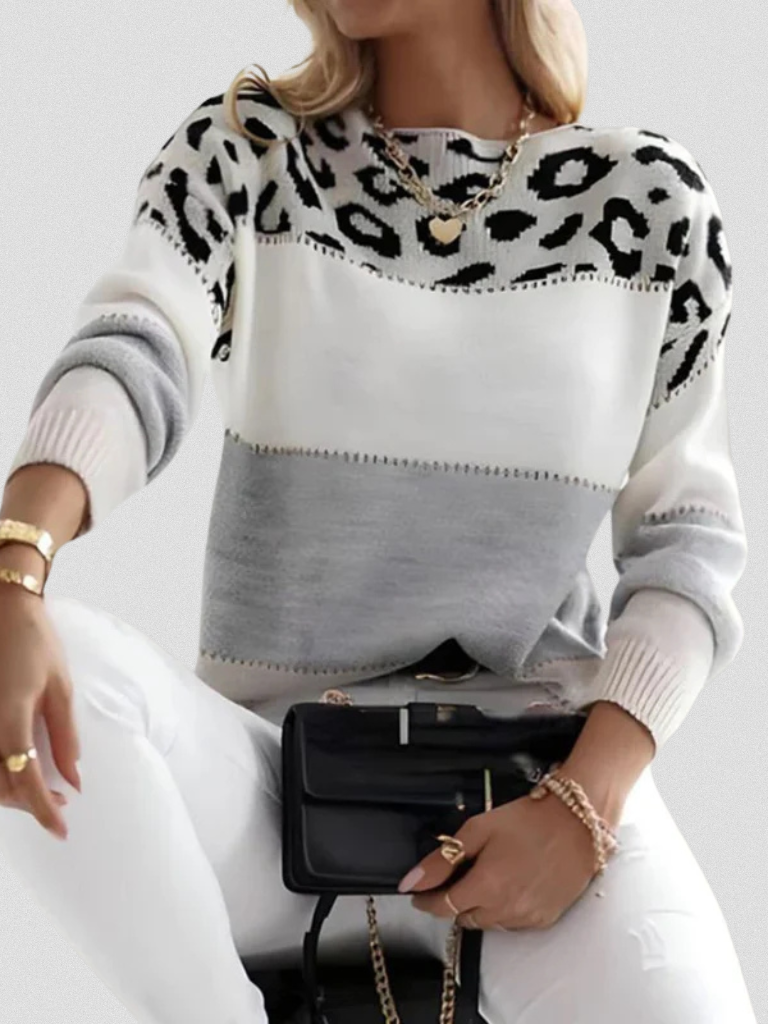 PULLOVER AVEC ACCENT LEOPARD EMMA