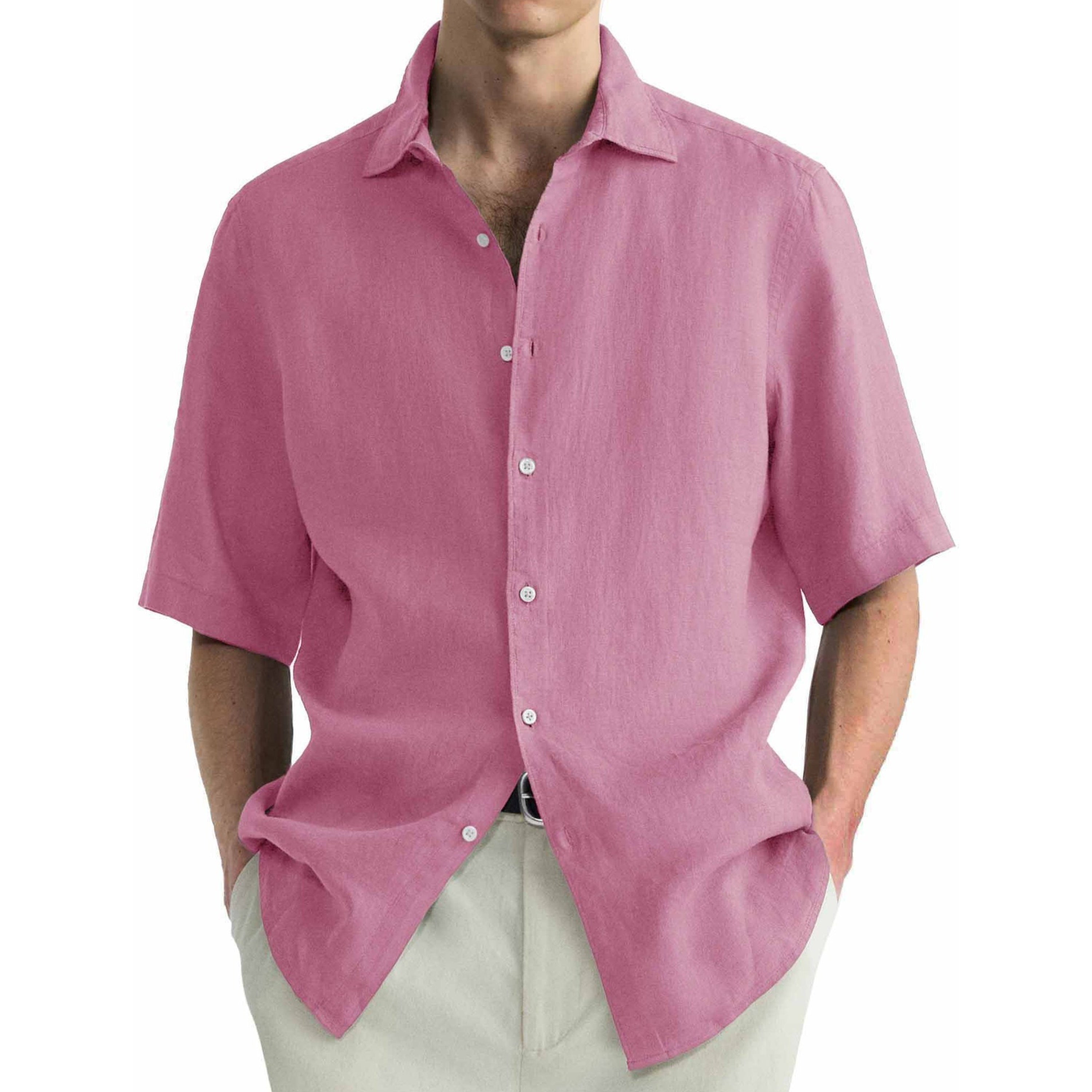 Chemise à manches courtes en coton lavé pour hommes, décontractée et confortable