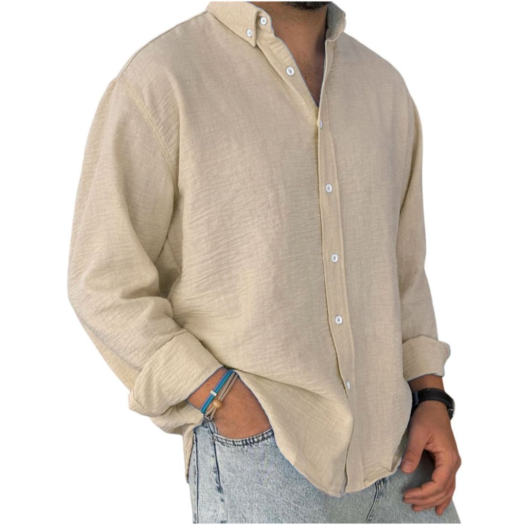 Chemise en Coton à Manches Longues pour Homme